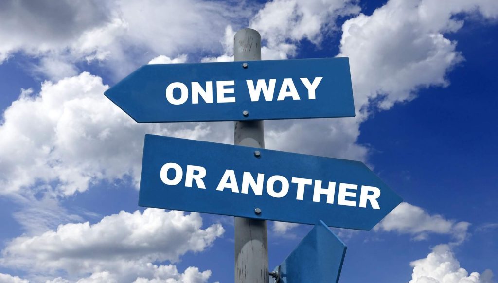 Signpost-showing-one-way-or-another