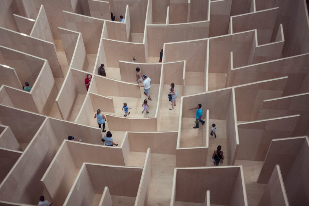 People-navigating-concrete-maze